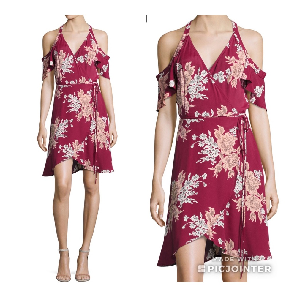 Privacy Please Cold Shoulder Wrap Dress small
